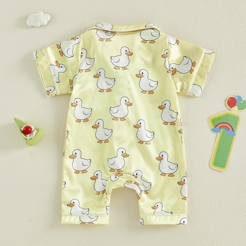 Kuriozud Baby Girl Boy Romper Pajamas Onesie Short Sleeve Button Down Pjs - Image 6