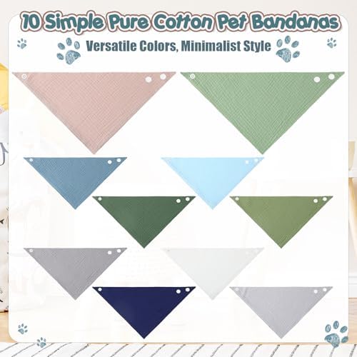 10 Pcs Muslin Cotton Triangle Dog Bandanas Reversible Pet Bibs Scarf Dog Scarves - Image 5