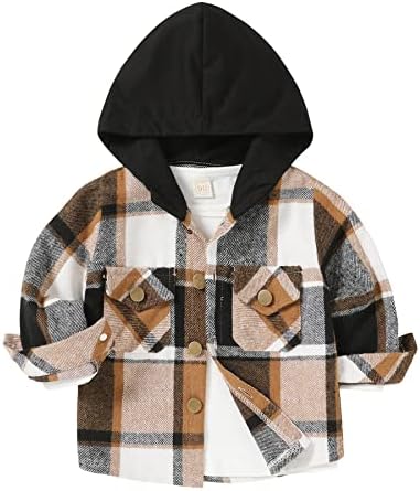 YOUNGER STAR Toddler Kids Boys Girls Flannel Hooded Plaid Shirt Button Baby Red by YOUNGER+STAR