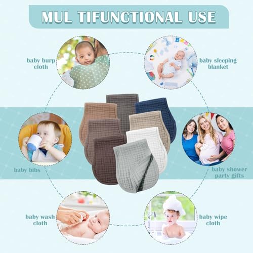 Frienda 8 Pack Muslin Burp Cloths - Image 4