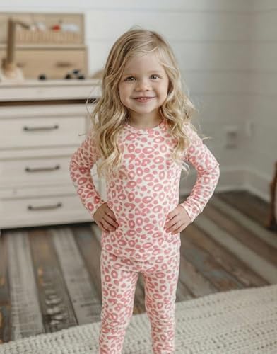 moimoln Cotton Modal Baby Toddler Pajamas Check Solid Leopard 6M-8Y - Image 4