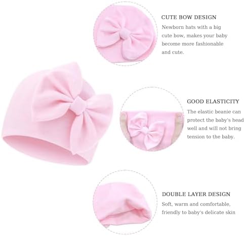 Newborn Baby Hats Mittens Sets Bow Infant Caps Gloves No Scratch Mitten Beanie - Image 2