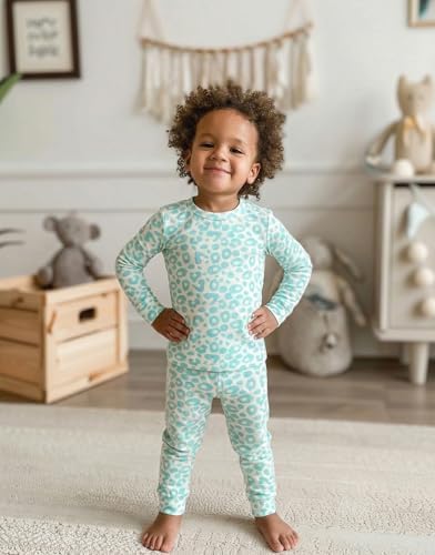 moimoln Cotton Modal Baby Toddler Pajamas Check Solid Leopard 6M-8Y - Image 4