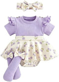 Giraropa Newborn Baby Girl Clothes Smocked Bubble Romper Dress + Socks + by Giraropa
