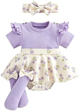 Giraropa Newborn Baby Girl Clothes Smocked Bubble Romper Dress + Socks + by Giraropa