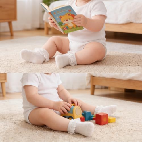 Baby Girl Lace Socks 10 Pack Newborn Ruffle Socks Cotton Ankle Dress Sock - Image 2
