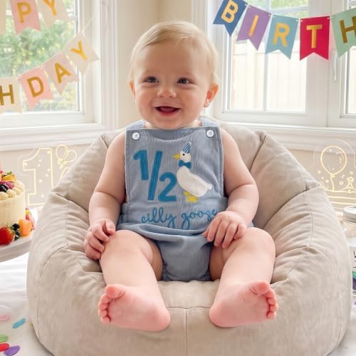 Honganda Baby Boy 1/2 Birthday Outfit Half Way to One Cake Smash Romper - Image 2