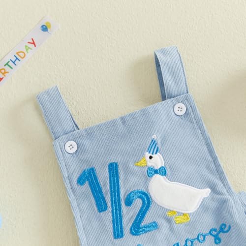 Honganda Baby Boy 1/2 Birthday Outfit Half Way to One Cake Smash Romper - Image 7