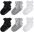 Baby Girl Socks, Ruffle Grip Bows, Toddler Newborn Infant, 6 Pairs by Unknown