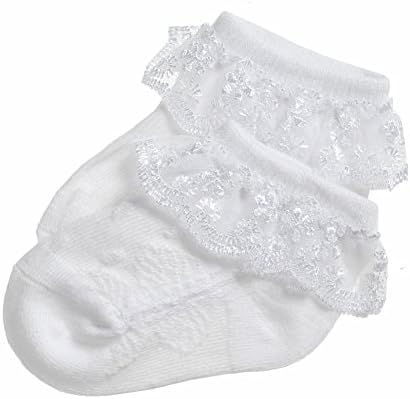 EPEIUS Baby Girl Ruffle Socks, Eyelet Frilly Lace Socks - Image 7