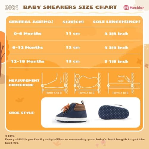 Meckior Toddler Baby Boys Girls High Tops Ankle Sneakers Soft Anti-Slip Sole PU - Image 6