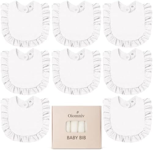 Oiomniv Muslin Baby Bibs, 100% Cotton Bandana Drool Bibs Soft Cotton Adjustable by Oiomniv