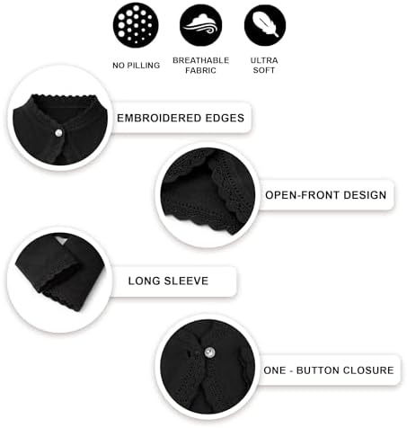 Lilax Little Girls' Knit Long Sleeve Button Closure Bolero Cardigan Shrug - Image 4
