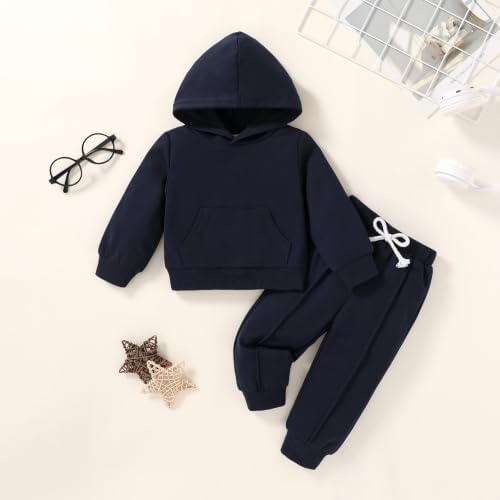 YOUNGER TREE Baby Clothes for Girls Boy Solid Color Hoodie and Sweatpants - Image 2