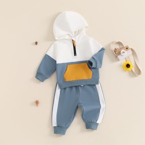 Infant Baby Boy Fall Winter Clothes Outfit Hooded Long Sweatshirt Pant Set - Image 2