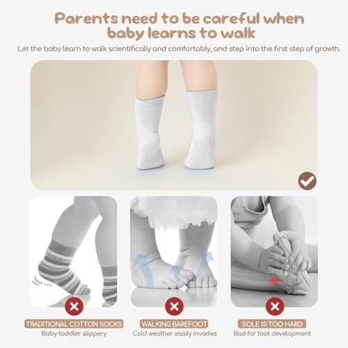 Aroveea Toddler Socks Non Slip Grip Ankle Baby 12 Pack - Image 3