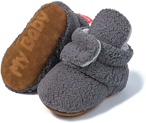ohsofy Newborn Baby Cotton Booties Stay On Slipper Winter Warm Soft Shoes by ohsofy