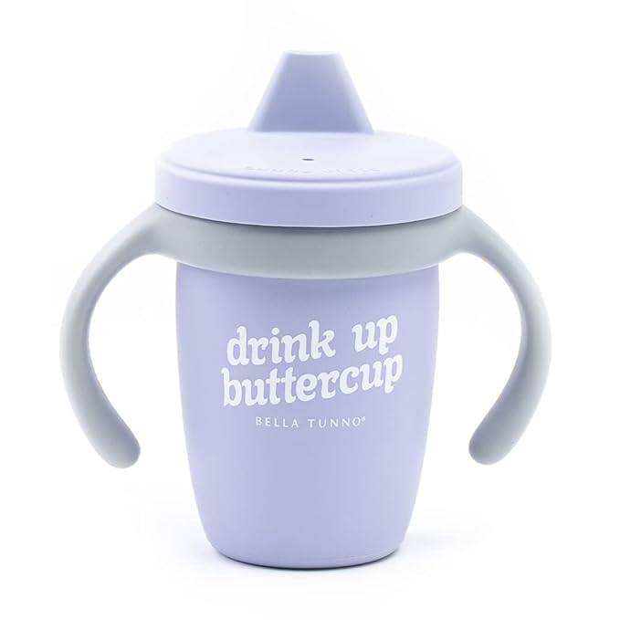 Bella Tunno Sippy Cup, Silicone Training Cup with Transition Handles for Infants, Toddlers & Kids, Babies 6-12 Months & Toddlers 1-3 Years, Boys & Girls, Drink Up Buttercup, 8 oz