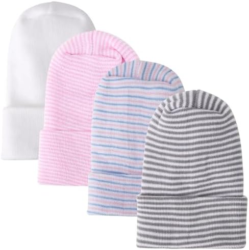 DRESHOW BQUBO 4 Pack Newborn Hospital Hat Infant Baby Hat Cap by DRESHOW