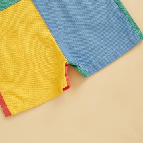 Fernvia Toddler Kids Baby Girl Boy Contrast Color Overalls Shorts Clothes - Image 5