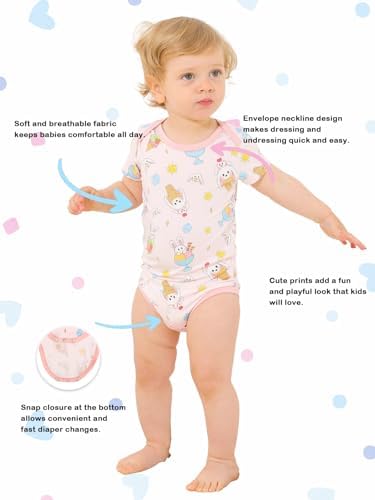 Kids Rayon of Bamboo Pajamas Set Short Sleeve Button Shorts Ages 0-24 - Image 2