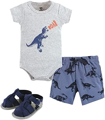 Hudson Baby Unisex Baby Cotton Bodysuit, Shorts and Shoe Set by HudsonBaby
