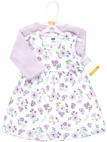 Hudson Baby Infant and Toddler Girls Cotton Dress and Cardigan Set - Image 2