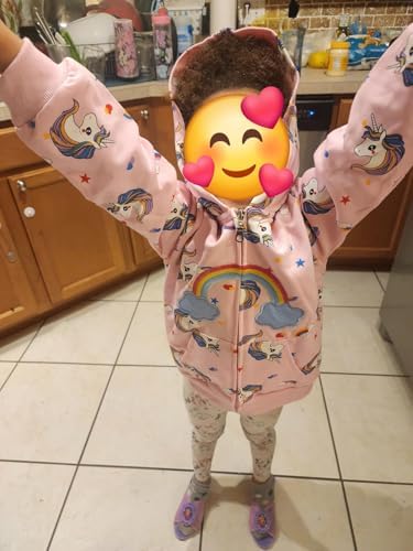 Baby Girl Zip-up Jacket Rainbow Unicorn Cotton Hoodie Sweatshirt Toddler Fall - Image 3