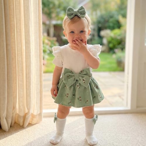 Giraropa Newborn Baby Girl Clothes Smocked Bubble Romper Dress + Socks + - Image 2