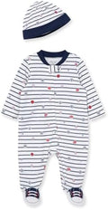 Little Me Baby Boy Clothes 2-Piece Baby Sleeper and Cap Set, 100% Cotton by LittleMeChildrensApparel
