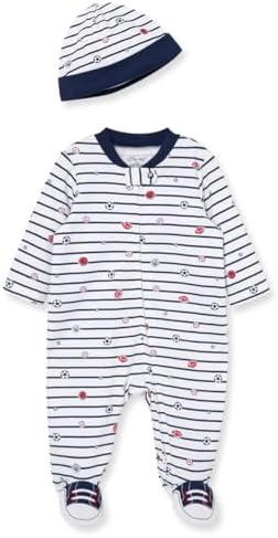 Little Me Baby Boy Clothes 2-Piece Baby Sleeper and Cap Set, 100% Cotton by LittleMeChildrensApparel
