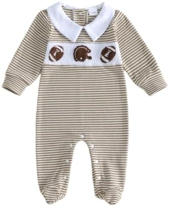 Bagilaanoe Newborn Baby Boy Footie Romper Waffle Knit Outfit Fall Jumpsuit | by Bagilaanoe