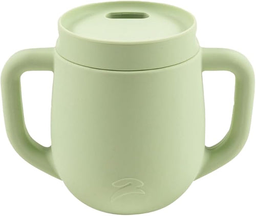 3-in-1 Silicone Training Cup with Straw & Lid - Baby Led Weaning Transition Sippy Cups for 6+ Month Old - Spill Proof Training Cup for Baby - BPA-Free Transition Sippy Cups (Spring Green)