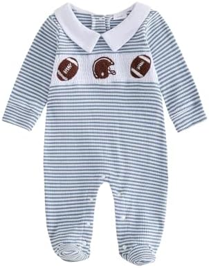 Bagilaanoe Newborn Baby Boy Footie Romper Waffle Knit Outfit Fall Jumpsuit | by Bagilaanoe