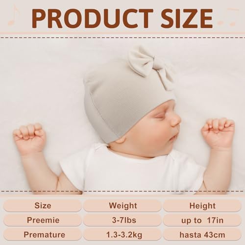 Cuffbow 4 Pcs Preemie Hats Baby Cap - Image 2