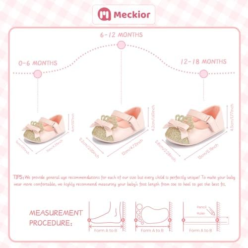 Meckior Infant Baby Girls Soft Sole Bowknot Princess Wedding Dress Mary Jane - Image 6