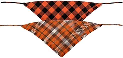 Fall Dog Bandana Autumn Thanksgiving Plaid Reversible Triangle Bibs Scarf - Image 2