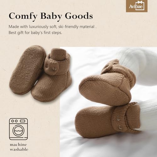 Avibae Baby Booties, Warm Infant Girl Boy Socks Bootie, Newborn Knit Shoes - Image 3