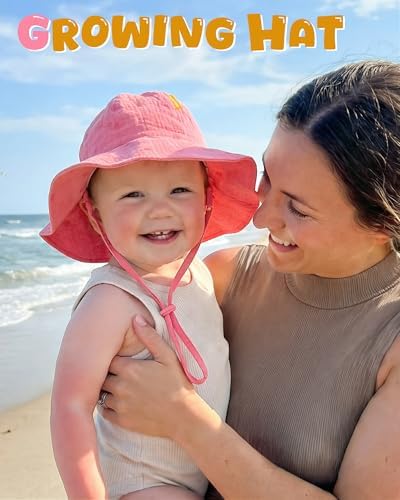 HONGTEYA Baby Sun Hat Muslin Wide Brim Toddler Girl Beach Bucket Hat - Image 6