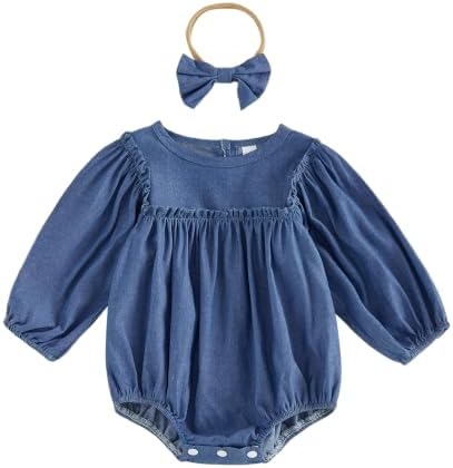 Baby Girl Denim Outfit Button Romper Jean Jumpsuit Shorts Overalls Toddler by Emmababy