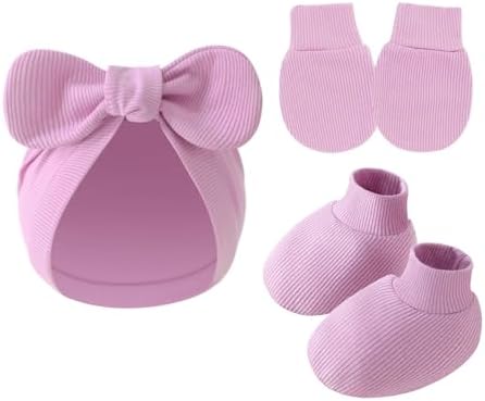 3piece Newborn Hats Mittens Socks Set Baby Boy Cotton Beanies Infant Hospital - Image 5