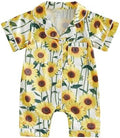 Kuriozud Baby Girl Boy Romper Pajamas Onesie Short Sleeve Button Down Pjs by Kuriozud