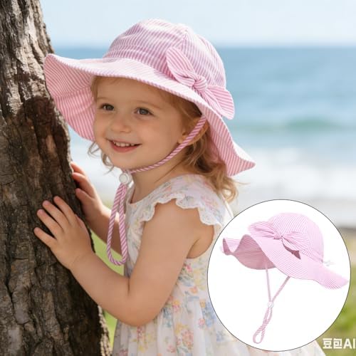 Baby Girl Sun Hat Kids Summer Beach Wide Brim Hats Toddler Bucket Hat - Image 4