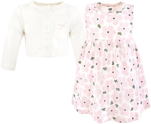 Hudson Baby Infant and Toddler Girls Cotton Dress and Cardigan Set - Image 3