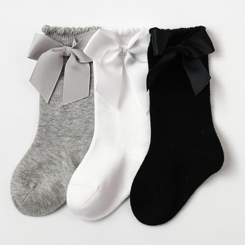 Baby Knee High Socks Infant Toddler Bow Ruffled Cotton Long Socks Stockings - Image 7