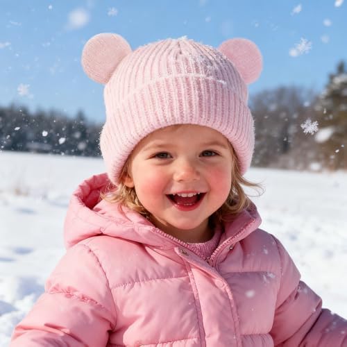 Bear Baby Beanie Knitted Baby Winter Hat Infant Toddler Boys Girls Beanie - Image 5