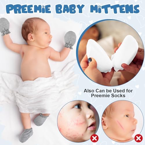 Vabean 12 Pairs Preemie Baby Mittens No Scratch Cotton Premature Baby Gloves - Image 5