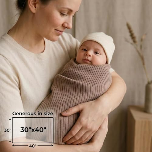Receiving Blankets, 100% Organic Cotton Knit, Newborn Baby Swaddle | - Image 3