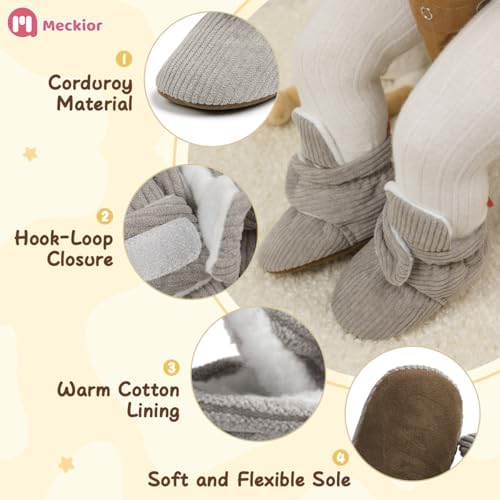 Meckior Newborn Infant Baby Girls Boys Warm Fleece Winter Booties First Walkers - Image 5