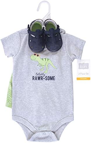 Hudson Baby Unisex Baby Cotton Bodysuit, Shorts and Shoe Set - Image 2